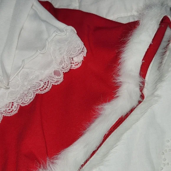 Two piece Christmas Red and white dance costume. - Picture 2 of 5